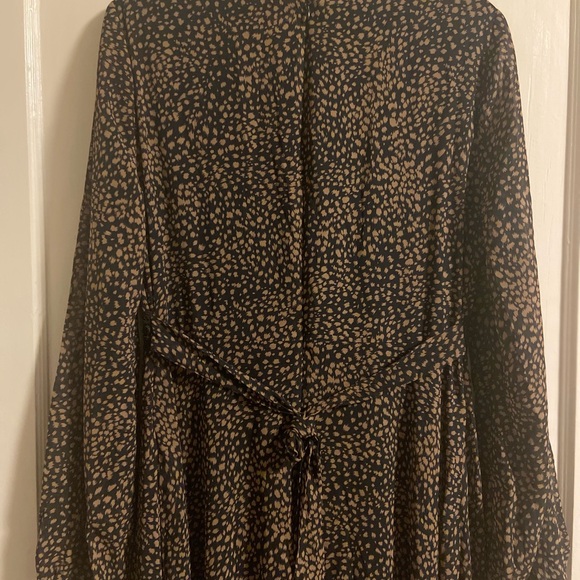 Baltic Born Maxi Dress Long Sleeves Black & Tan Flowy NWT Cha Cha Print Large - Picture 5 of 11